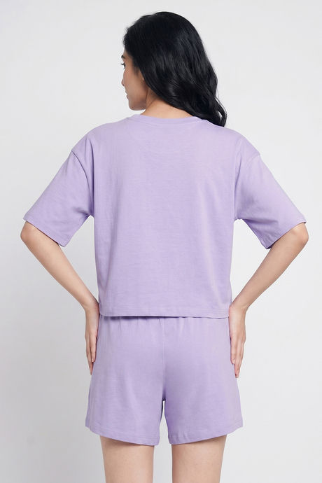 Zivame Mickey & Friends Knit Cotton Loungewear Short Set - Pastel Lilac — image 2